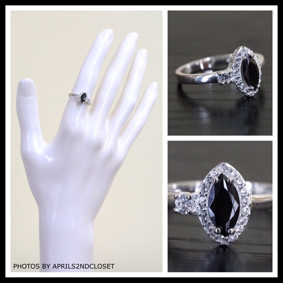 BLACK CZ DIAMOND PAVE COCKTAIL STATEMENT RING - Picture 3 of 8